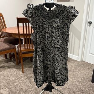 LOFT Black and White Floral Mini Dress